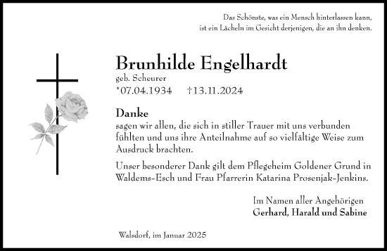 Traueranzeige von Brunhilde Engelhardt von Camberger Anzeiger