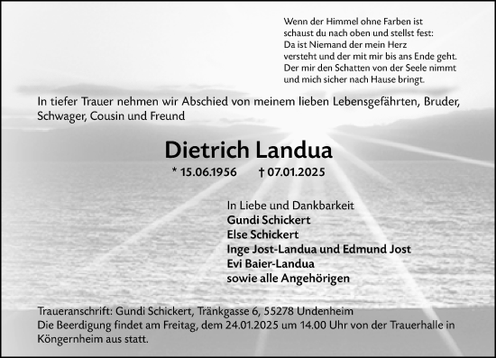 Traueranzeige von Dietrich Landua von Allgemeine Zeitung Mainz