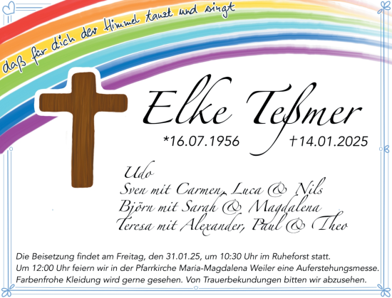 Traueranzeige von Elke Teßmer von Allgemeine Zeitung Rheinhessen-Nahe