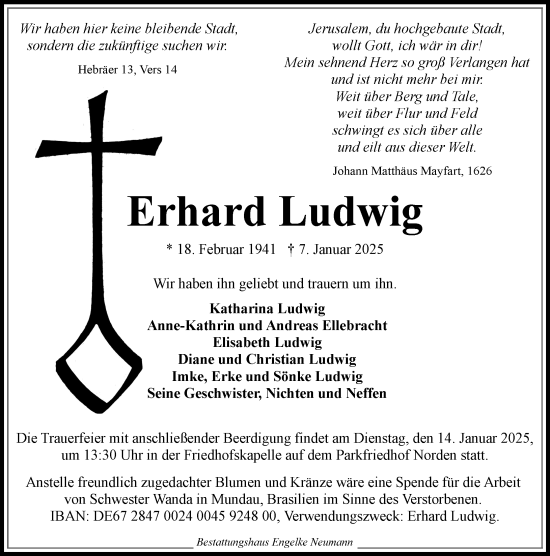 Traueranzeige von Erhard Ludwig von Wetzlarer Neue Zeitung