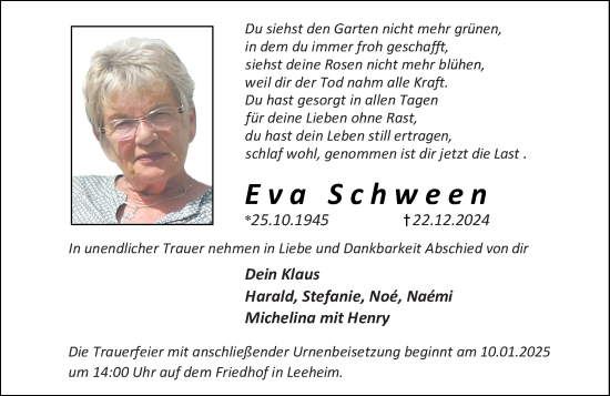 Traueranzeige von Eva Schween von Groß-Gerauer Echo