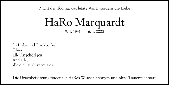 Traueranzeige von HaRo Marquardt von Groß-Gerauer Echo