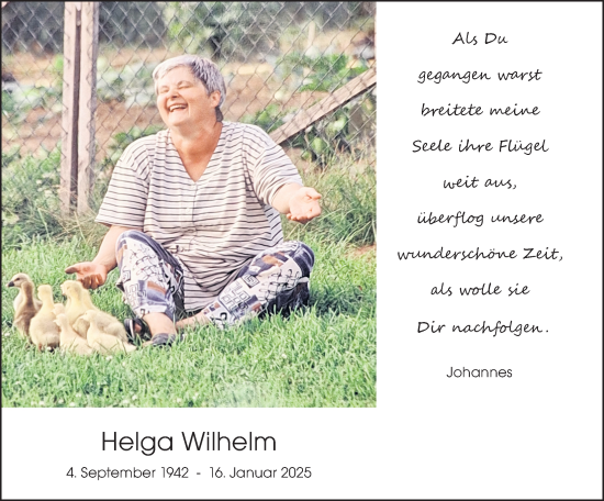 Traueranzeige von Helga Wilhelm von Darmstädter Echo