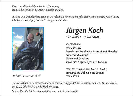 Traueranzeige von Jürgen Koch von Dill Block