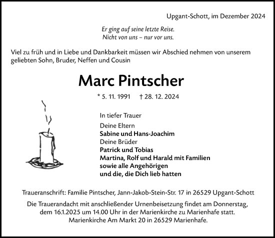 Traueranzeige von Marc Pintscher von Darmstädter Echo
