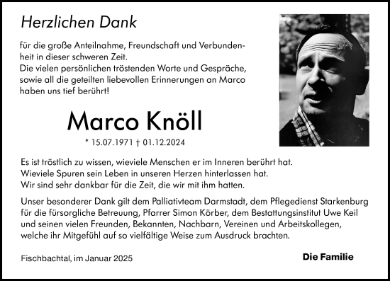 Traueranzeige von Marco Knöll von Darmstädter Echo