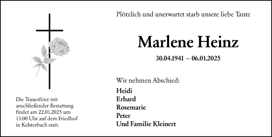 Traueranzeige von Marlene Heinz von Rüsselsheimer Echo