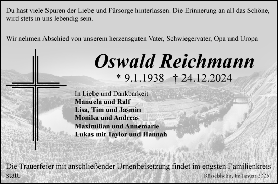 Traueranzeige von Oswald Reichmann von Rüsselsheimer Echo