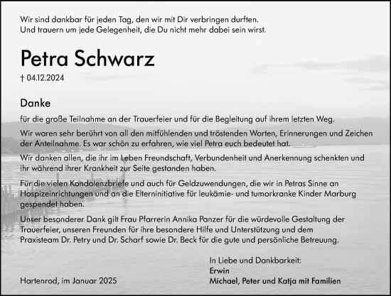 Traueranzeige von Petra Schwarz von Hinterländer Anzeiger