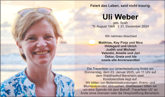 Traueranzeige von Uli Weber von Starkenburger Echo