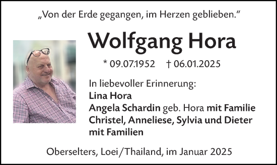 Traueranzeige von Wolfgang Hora von Camberger Anzeiger