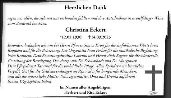 Traueranzeige von Christina Eckert von Allgemeine Zeitung Mainz Traueranzeige von Christina Eckert von Allgemeine Zeitung Mainz