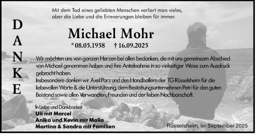 Traueranzeige von Michael Mohr von Rüsselsheimer Echo Traueranzeige von Michael Mohr von Rüsselsheimer Echo