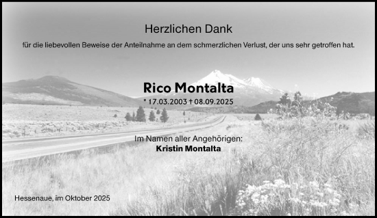 Traueranzeige von Rico Montalta von Groß-Gerauer Echo