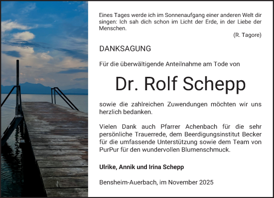 Traueranzeige von Rolf Schepp von Darmstädter Echo