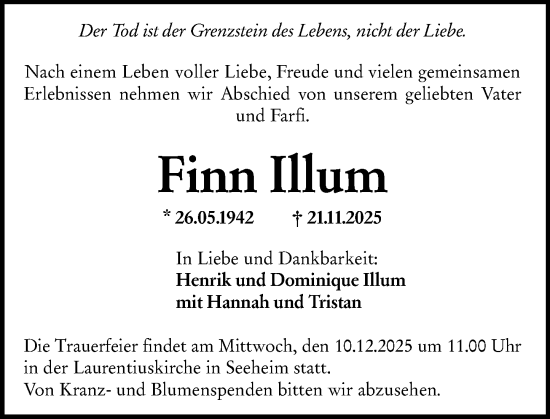 Traueranzeige von Finn Illum von Darmstädter Echo