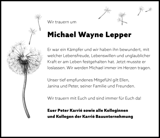 Traueranzeige von Michael Wayne Lepper von Wiesbadener Kurier