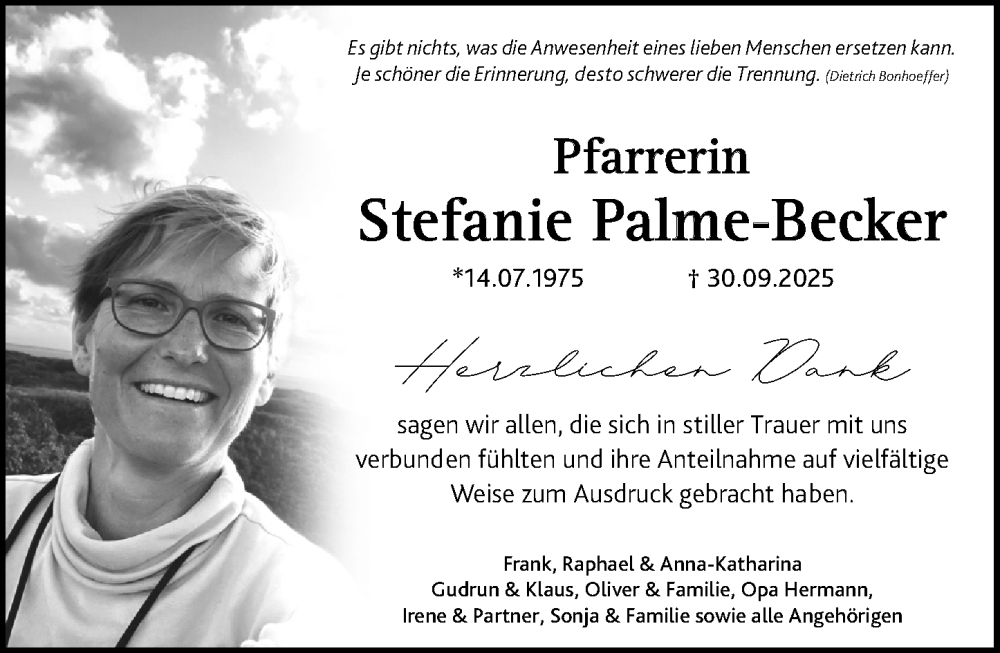  Traueranzeige für Stefanie Palme-Becker vom 08.11.2025 aus Allgemeine Zeitung Mainz