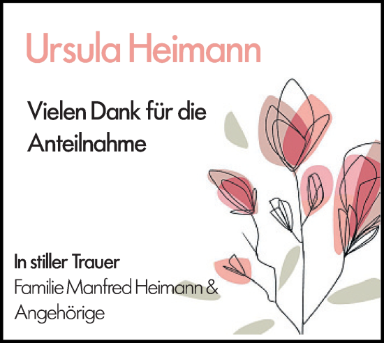 Traueranzeige von Ursula Heimann von Weilburger Tageblatt