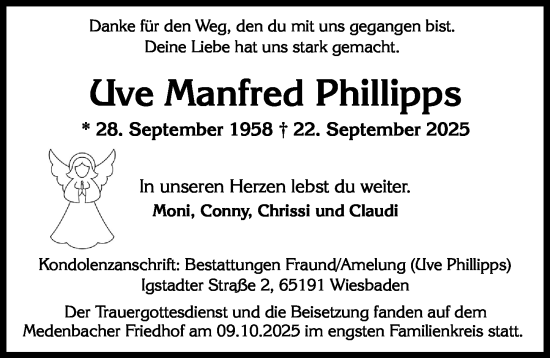 Traueranzeige von Uve Manfred Phillipps von Wiesbadener Kurier