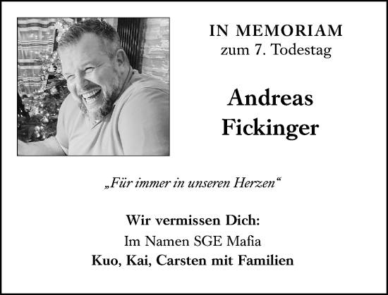 Traueranzeige von Andreas Fickinger von Groß-Gerauer Echo