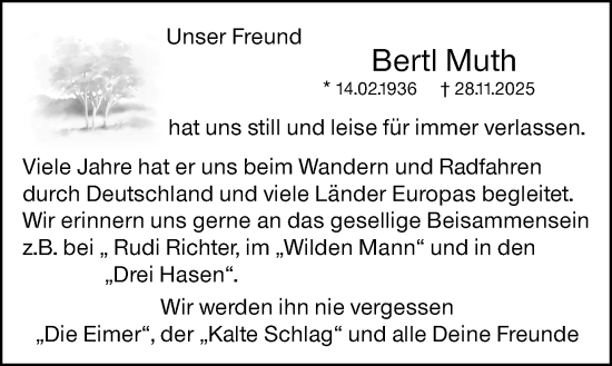 Traueranzeige von Bertl Muth von Odenwälder Echo