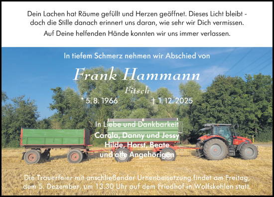 Traueranzeige von Frank Hammann von Groß-Gerauer Echo