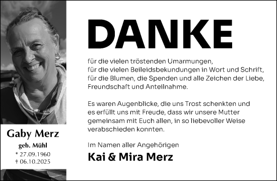 Traueranzeige von Gaby Merz von Allgemeine Zeitung Mainz