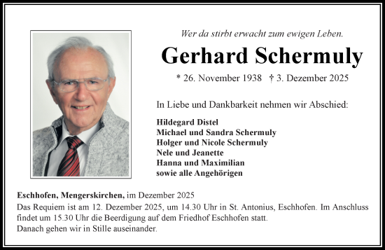 Traueranzeige von Gerhard Schermuly von Nassauische Neue Presse