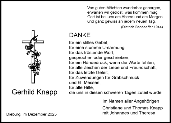 Traueranzeige von Gerhild Knapp von Dieburger Anzeiger/Groß-Zimmerner Lokal-Anzeiger