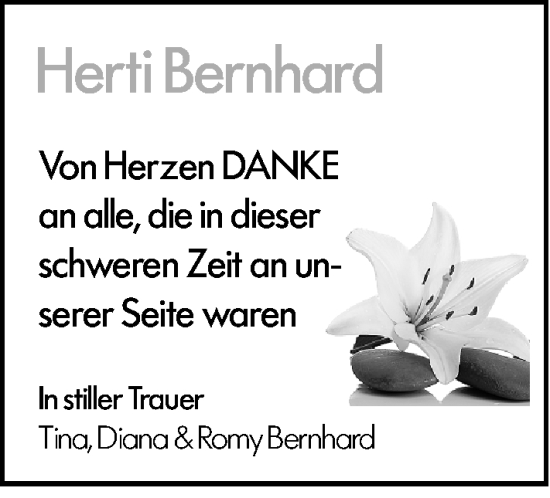 Traueranzeige von Herti Bernhard von Darmstädter Echo