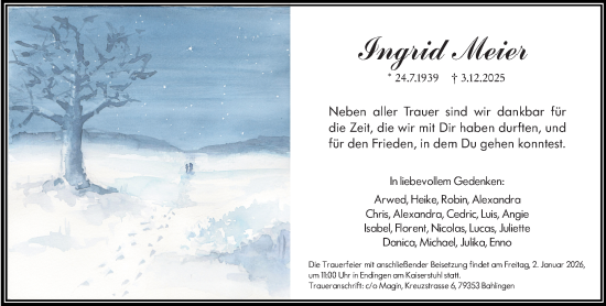 Traueranzeige von Ingrid Meier von Darmstädter Echo