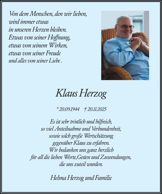 Traueranzeige von Klaus Herzog von Groß-Gerauer Echo