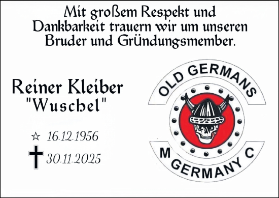 Traueranzeige von Reiner Kleiber von Dill Block