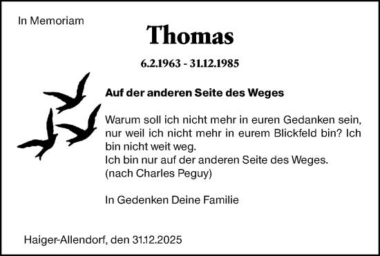 Traueranzeige von Thomas  von Dill Block