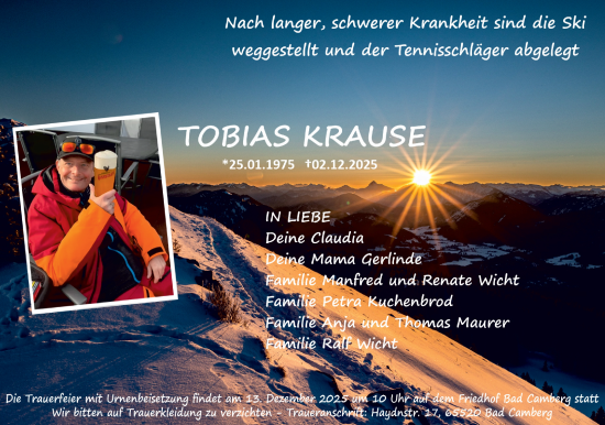 Traueranzeige von Tobias Krause von Camberger Anzeiger