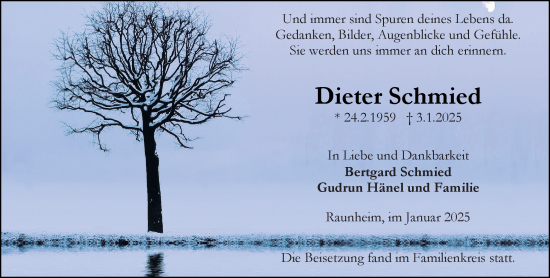 Traueranzeige von Dieter Schmied von Rüsselsheimer Echo