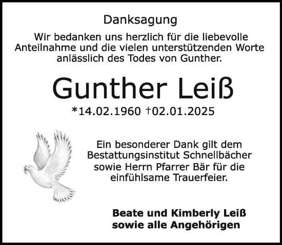 Traueranzeige von Gunther Leif von Odenwälder Echo