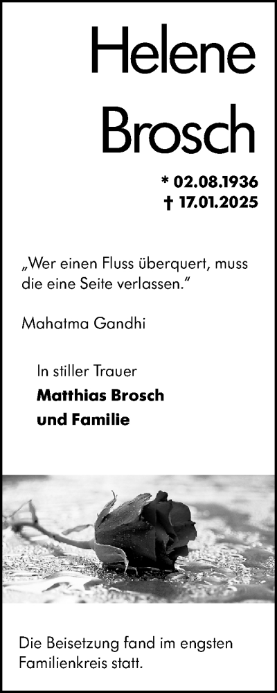 Traueranzeige von Helene Brosch von Darmstädter Echo