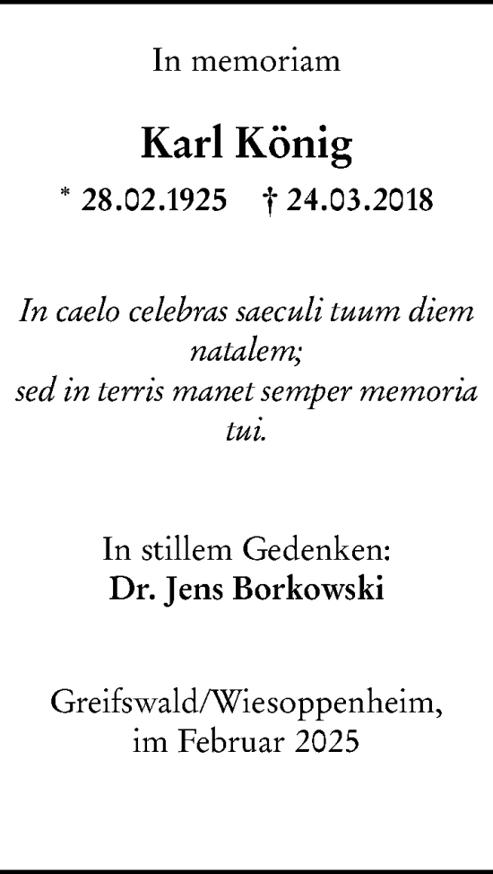 Traueranzeige von Karl König von Wormser Zeitung