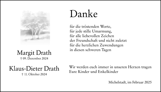 Traueranzeige von Klaus-Dieter Drath von Odenwälder Echo