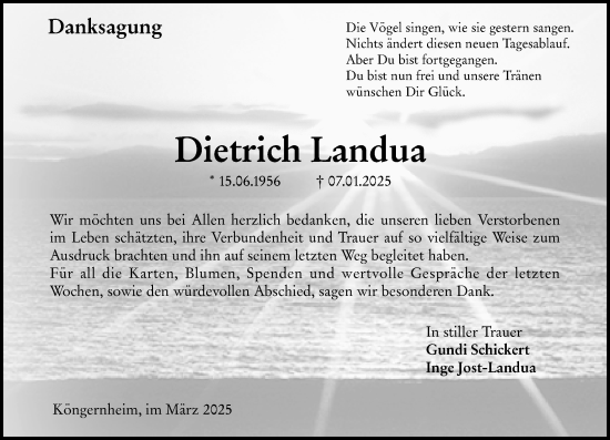 Traueranzeige von Dietrich Landua von Allgemeine Zeitung Mainz