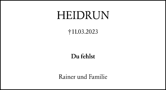 Traueranzeige von Heidrun Wilker von Darmstädter Echo
