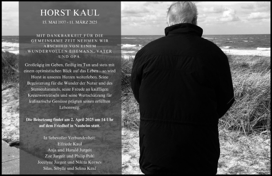 Traueranzeige von Horst Kaul von Rüsselsheimer Echo