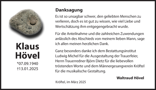 Traueranzeige von Klaus Hövel von Idsteiner Land/Untertaunus