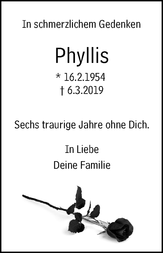 Traueranzeige von Phyllis Gröschel von Allgemeine Zeitung Mainz