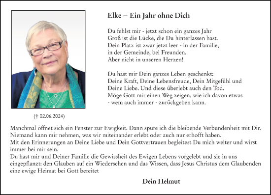 Traueranzeige von Elke Fritz von Dill Block