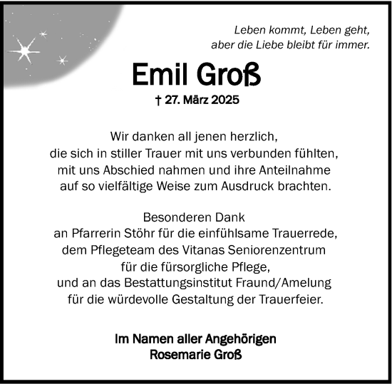 Traueranzeige von Emil Groß von Wiesbadener Kurier