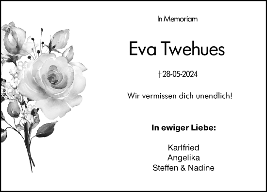 Traueranzeige von Eva Twehues von Dill Block