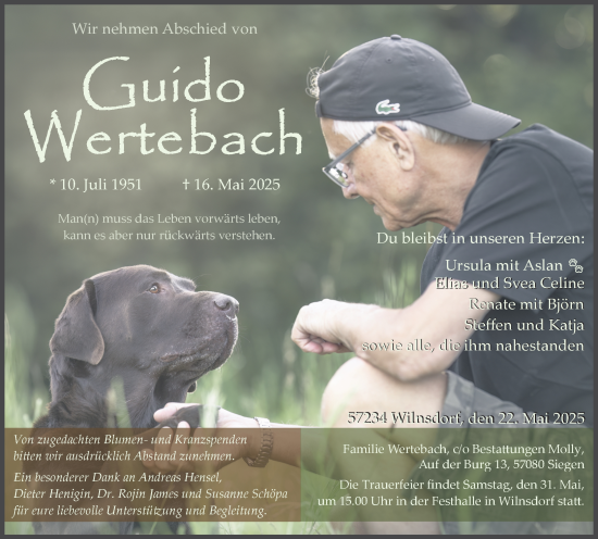 Traueranzeige von Guido Wertebach von Dill Block